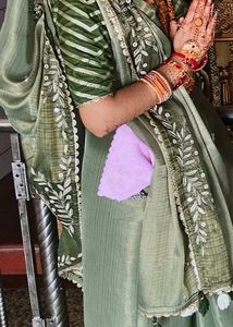 Green saree &amp;  Chevron Pattern Blouse
