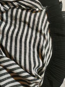 Black And White Strip Line Mini Dress/Summer Wear