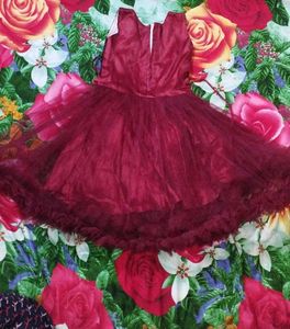 Maroon Tulle Party Dress