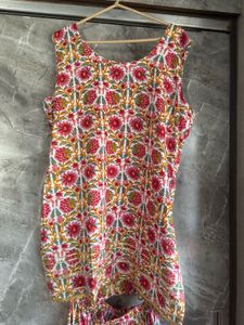 Floral Print Kurta with Sharara