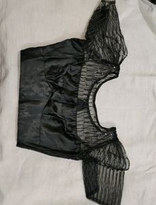 Grab Now Black Net Back Open Blouse