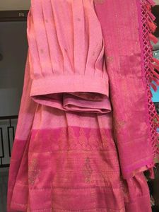 Elegant Pink Sari with Tassel Detail