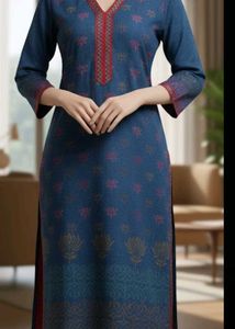 Biba Blue Lotus Print Kurta Set