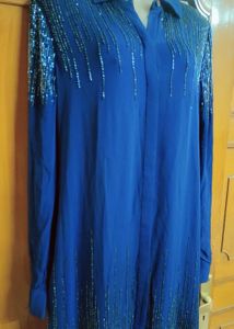 Beautiful Blue Embellished Shirt Dress