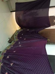 Purple Floral Embroidered Saree