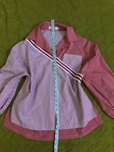 Cool Striped Collared Top Fits S-L