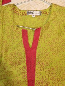 Westside Green &amp; Pink Printed Kurta