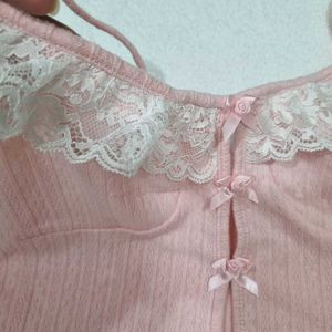 Pink Lace Trim Cami Top (New)