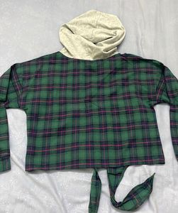 Plaid Hoodie Crop Top
