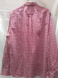 Maroon and White Plaid Shirt