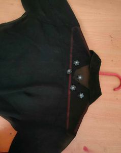 High To Low Stylish Black Georgette Shirt