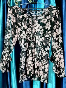 Flower Print Floral Seleves Top