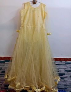 Flowy Gown with Gold Zardozi Work