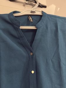 Elegant Teal Button-Down Top