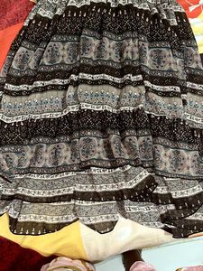 Korean V Neck Fit And Flare Ruffle Frock
