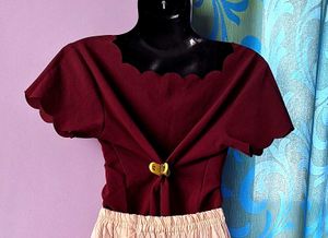 Burgundy Scalloped Blouse