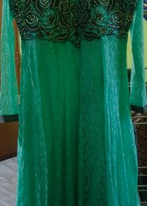 Green Net Kurta And Dupatta