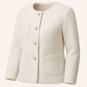 Elegant White Boucle Jacket