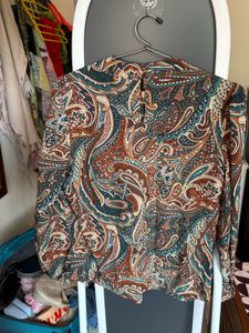 Paisley Print Long Sleeve Work Blouse