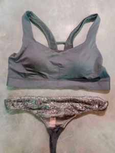 Black Sports Bra &amp; Thong Set