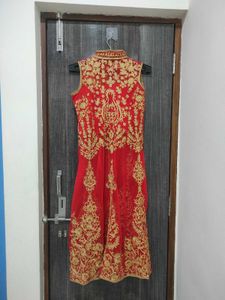 Red Designer Plazo Suit