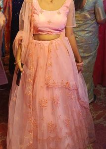 Pink Embroidered Lehenga Choli Set