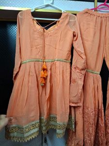Anarkali And Sharara With Lace Duppata