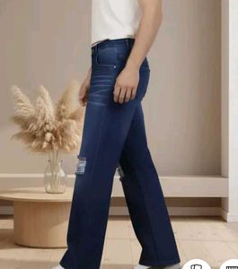 Shein Full Length Low Rise Mid Wash Distress Jeans
