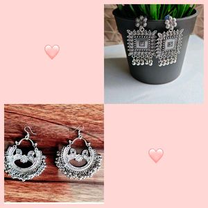 Combo Of Silver Jhumka Earrings