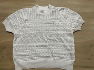 White Lace Knit Top