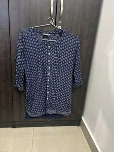 Blue Floral Print Top