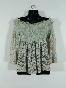 Floral Lace Off-Shoulder Bell Sleeve Top
