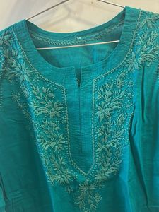 Embroidered Green Kurta