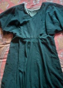 Bottle Green Flare Sleeve Gown