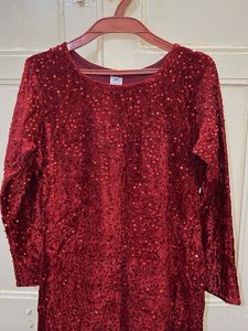 Red Sequin Velvet Dress