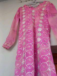 Pink Embroidered Kurti with dupatta