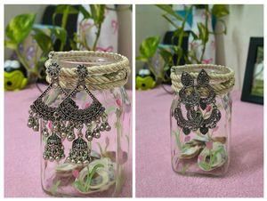 🌸 Traditional Oxidized Silver Earrings – Set of 2