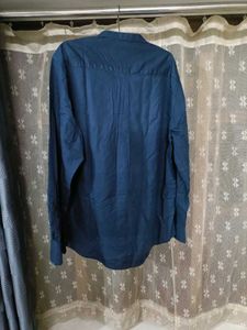 Blue Mandarin Collar Shirt