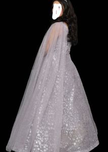 Sparkly Floral Gown with Cape