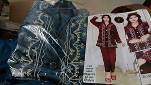 Velvet embroidered cord set S to M