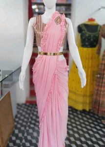 Pink Ready To Wear Saree.