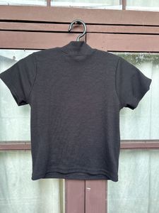 Black Ribbed Half-Zip Top