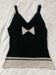 Black Knit Tank with Bow