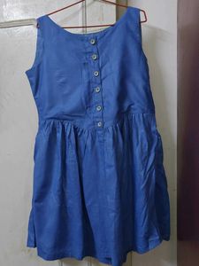 💙 Blue Sleeveless Fit &amp; Flare Cotton Dress