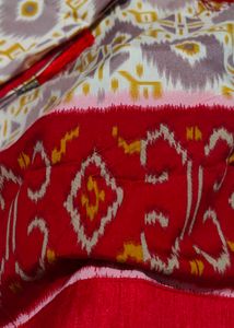 Cotton Ikat Saree with Tassels