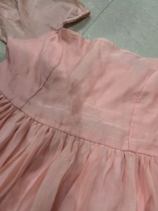 SASSAFRAS Pink Puff Sleeve Party Dress