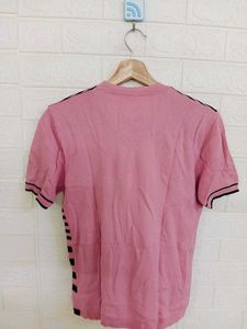 Pink Striped V-Neck Top