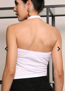 Chic White Halter Crop Top