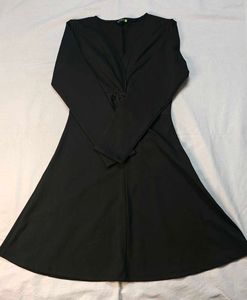 Black Long Sleeve Fit & Flare Dress