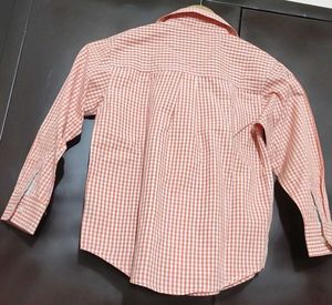 Light Coral Check Print Shirt For 4- 5 Year Boy